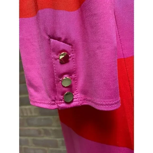 Mud Pie Red & Pink Stripe 3/4 Sleeve Crew Neck Dress Size Medium NWOT - Picture 4 of 8